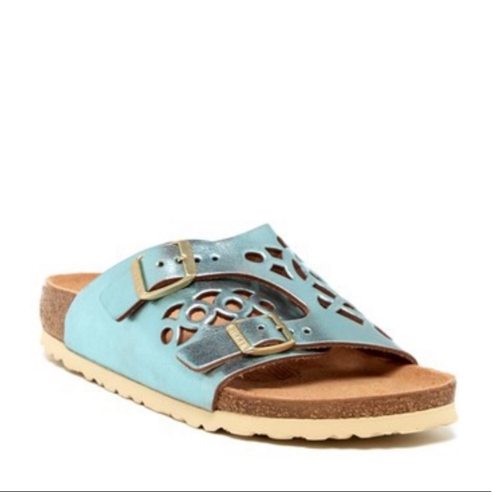 EUC Birkenstock Bellary Metallic Blue Sandals 38N
